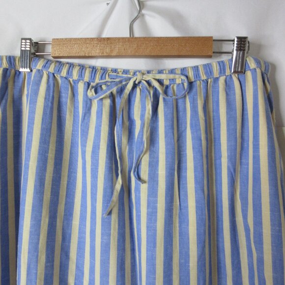 Universal Thread Skirt Midi A Line Cotton Linen Blue Tan Stripes Size Large NWT - Picture 2 of 7